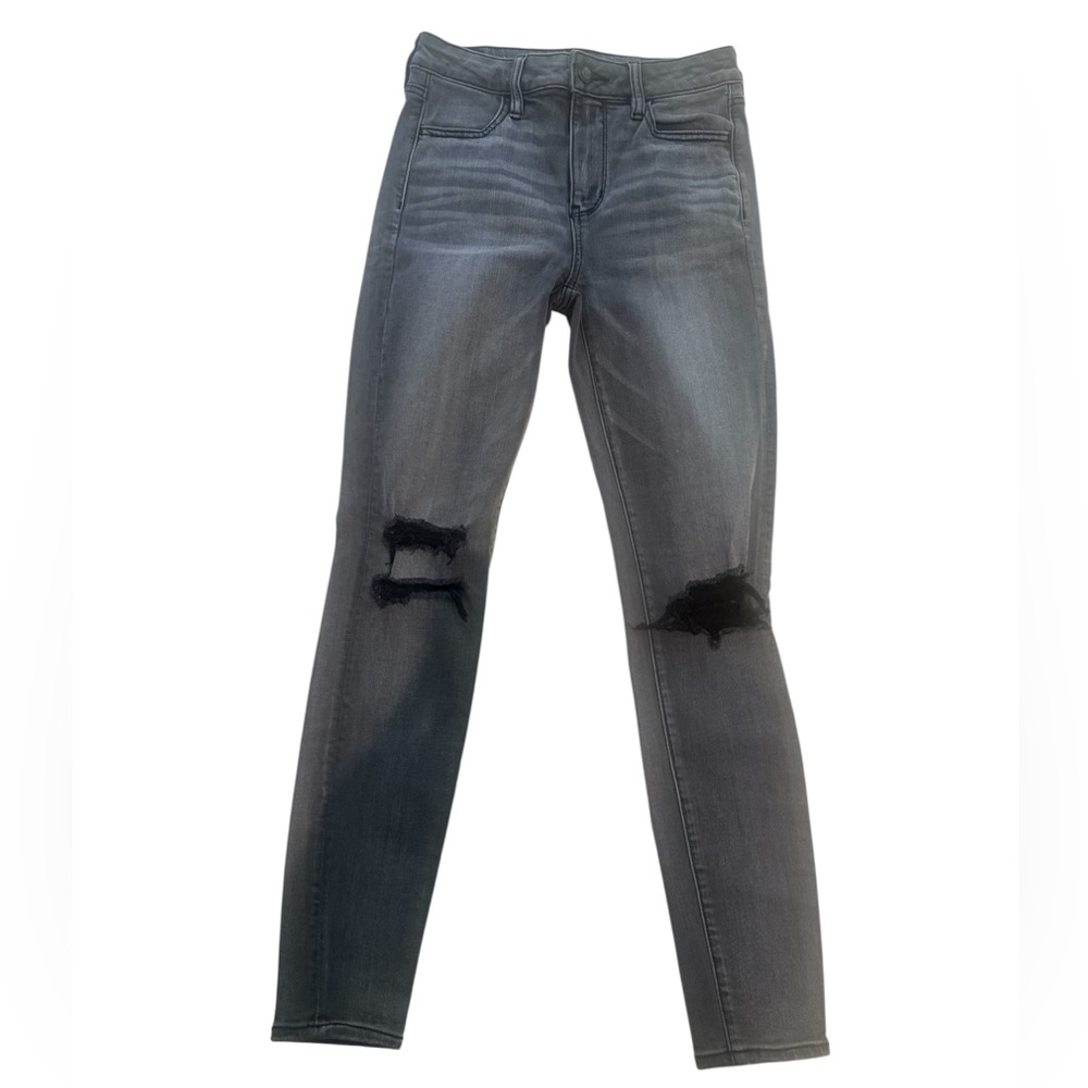 American Eagle Super Stretch Gray Distressed Women’s Skinny Jeans - Size 4